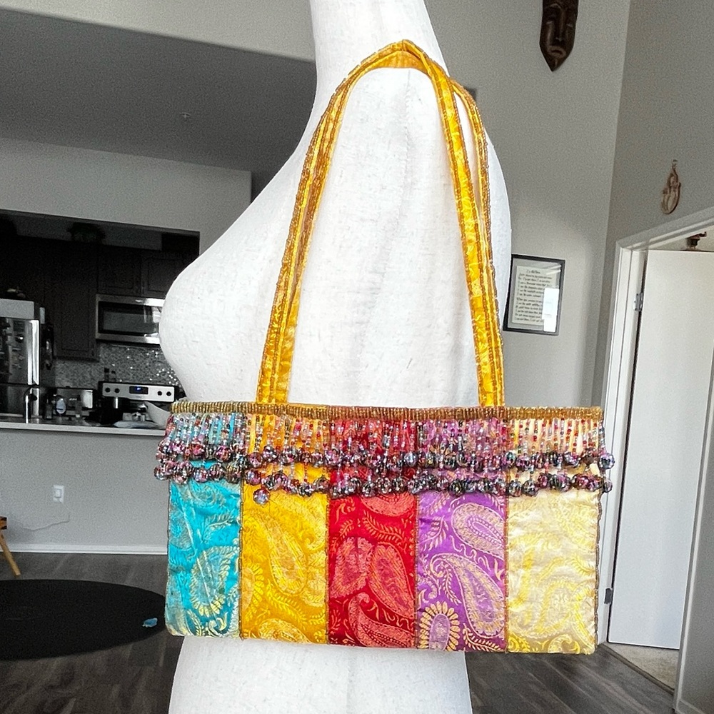 MUST GO: Exquisite Italian Handmade Purse, Colorful w Bead Tassel Fringe